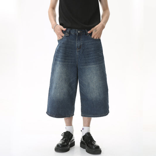 Horn Denim Cropped Pants Men
