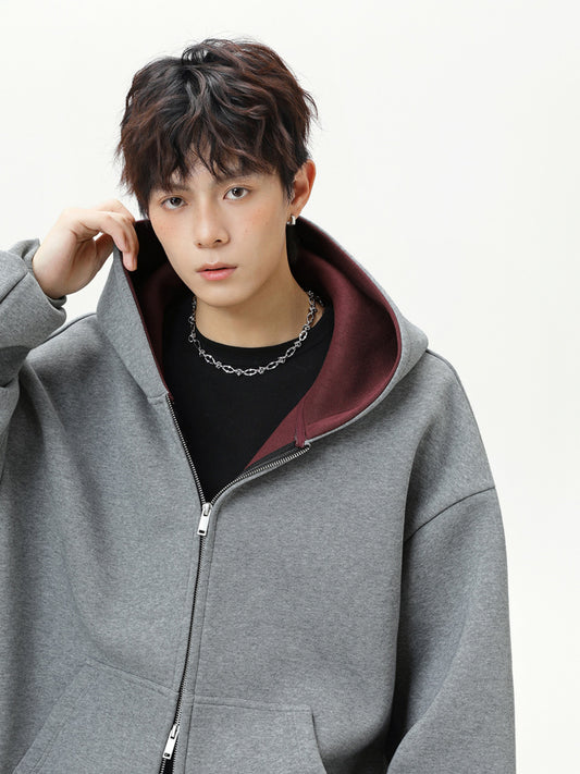 Heavyweight American-style color-blocked lined hoodie